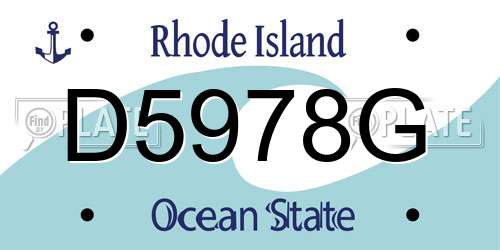 D5978G Rhode Island License Plate