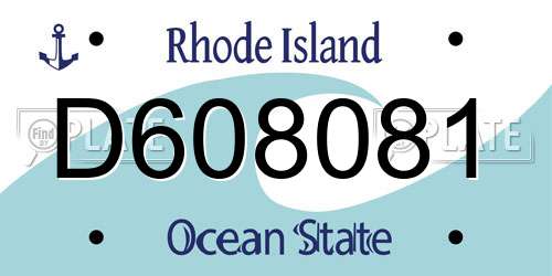 D608081 Rhode Island License Plate