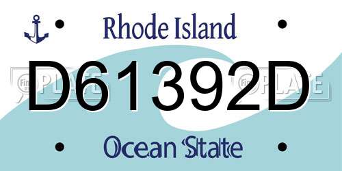 D61392D Rhode Island License Plate