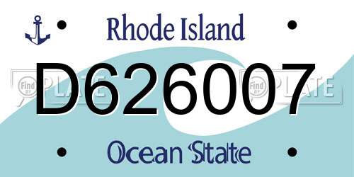 D626007 Rhode Island License Plate