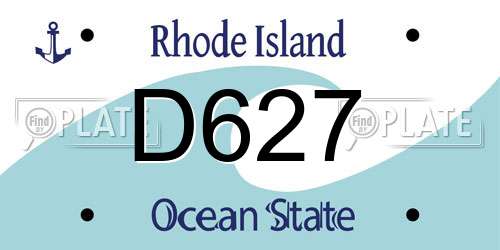 D627 Rhode Island License Plate