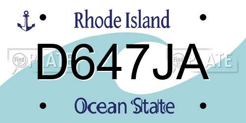 D647JA Rhode Island License Plate
