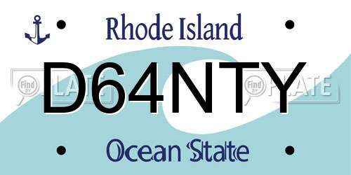 D64NTY Rhode Island License Plate