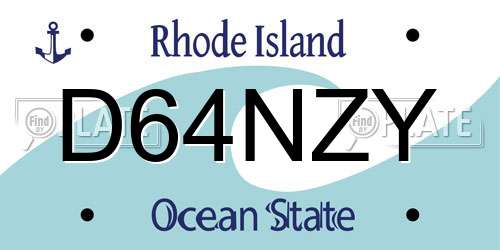 D64NZY Rhode Island License Plate