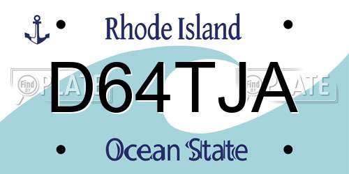 D64TJA Rhode Island License Plate