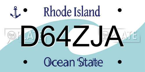 D64ZJA Rhode Island License Plate