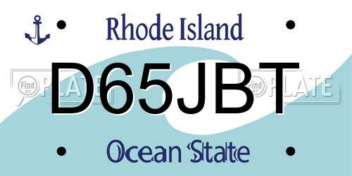D65JBT Rhode Island License Plate
