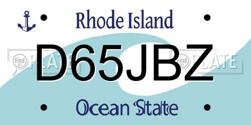 D65JBZ Rhode Island License Plate