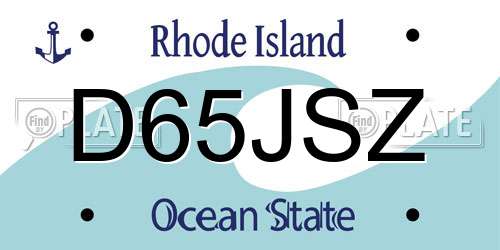 D65JSZ Rhode Island License Plate
