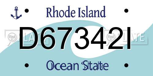 D67342I Rhode Island License Plate