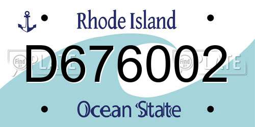 D676002 Rhode Island License Plate