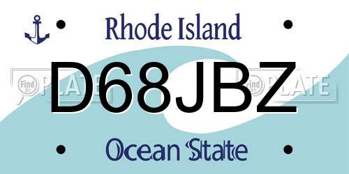 D68JBZ Rhode Island License Plate