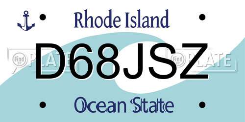 D68JSZ Rhode Island License Plate