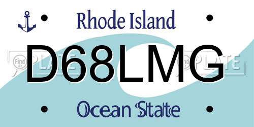 D68LMG Rhode Island License Plate