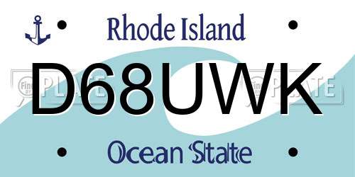 D68UWK Rhode Island License Plate