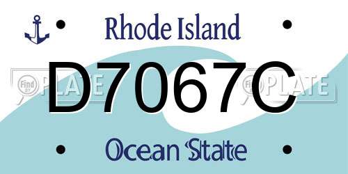 D7067C Rhode Island License Plate