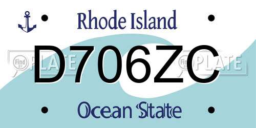 D706ZC Rhode Island License Plate