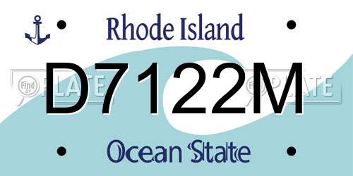 D7122M Rhode Island License Plate