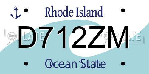D712ZM Rhode Island License Plate