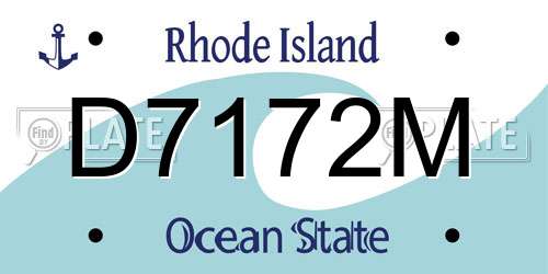 D7172M Rhode Island License Plate