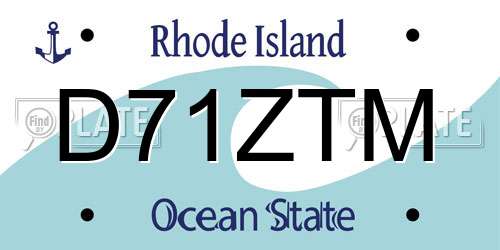 D71ZTM Rhode Island License Plate
