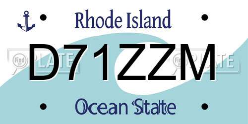 D71ZZM Rhode Island License Plate