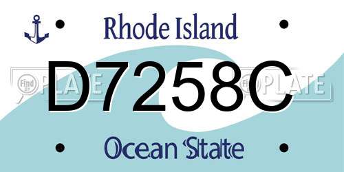 D7258C Rhode Island License Plate