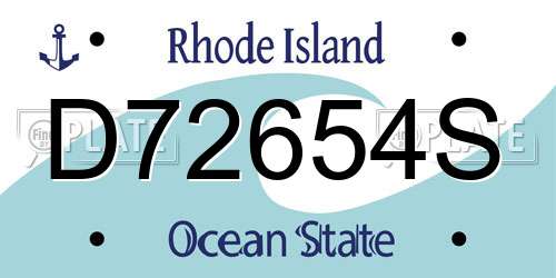 D72654S Rhode Island License Plate