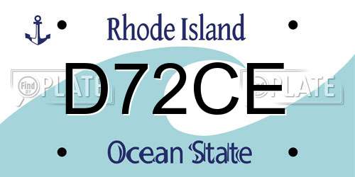 D72CE Rhode Island License Plate