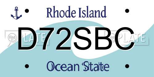 D72SBC Rhode Island License Plate