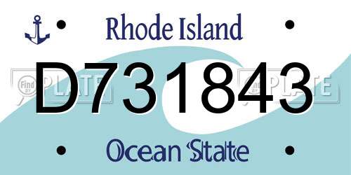 D731843 Rhode Island License Plate