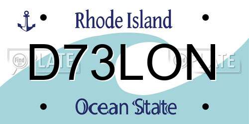 D73LON Rhode Island License Plate