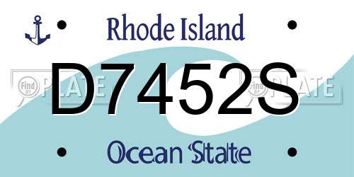 D7452S Rhode Island License Plate