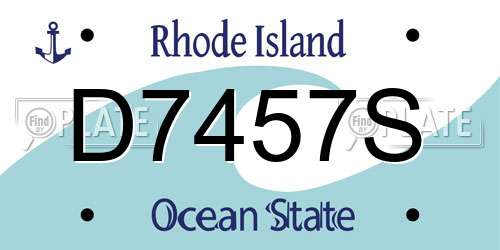 D7457S Rhode Island License Plate