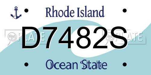 D7482S Rhode Island License Plate