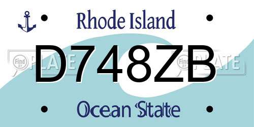 D748ZB Rhode Island License Plate