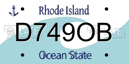 D749OB Rhode Island License Plate