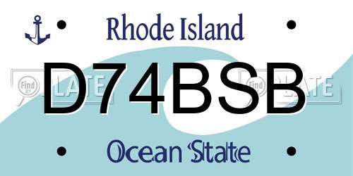 D74BSB Rhode Island License Plate
