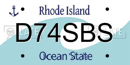 D74SBS Rhode Island License Plate