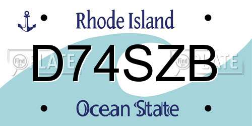 D74SZB Rhode Island License Plate