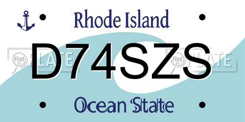 D74SZS Rhode Island License Plate