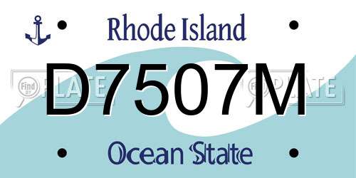 D7507M Rhode Island License Plate