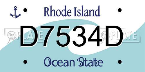 D7534D Rhode Island License Plate