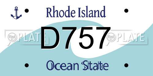 D757 Rhode Island License Plate