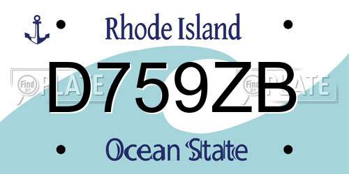 D759ZB Rhode Island License Plate
