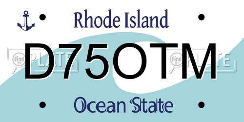 D75OTM Rhode Island License Plate