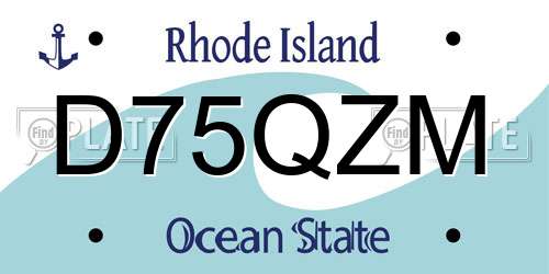 D75QZM Rhode Island License Plate