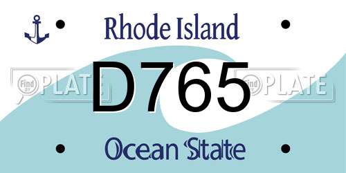 D765 Rhode Island License Plate