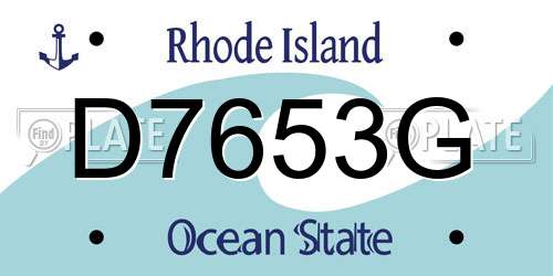 D7653G Rhode Island License Plate