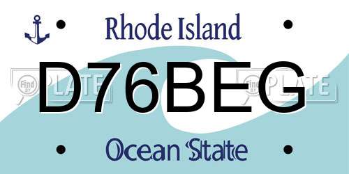 D76BEG Rhode Island License Plate